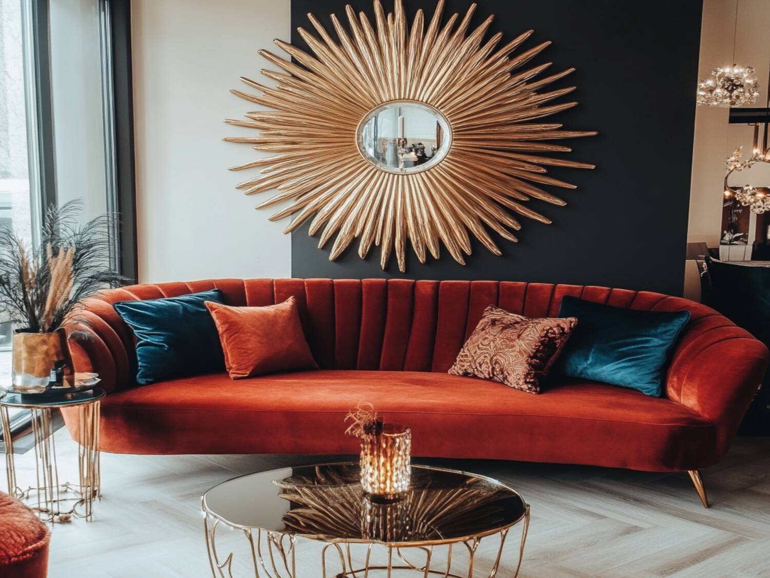 10 inspiracji na urządzenie salonu w stylu glamour z jasnymi dodatkami