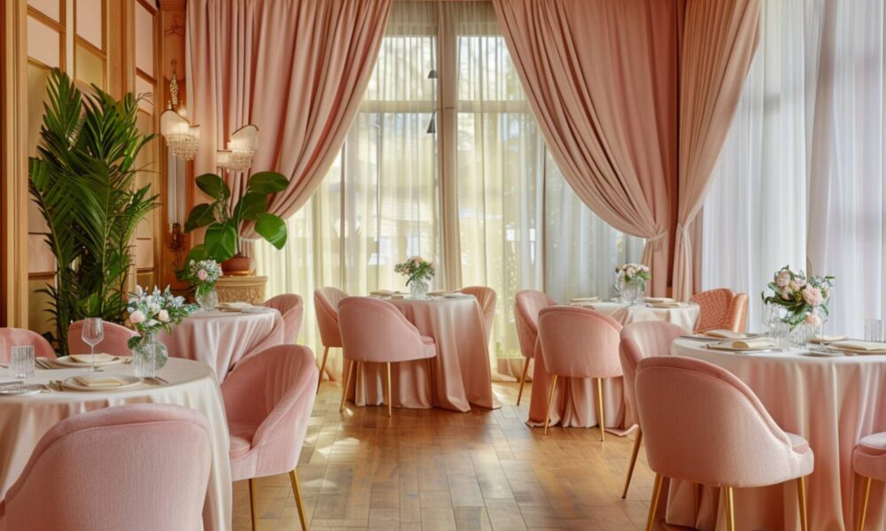 10 przykładów wnętrz restauracyjnych w stylu glamour z dodatkami naturalnymi