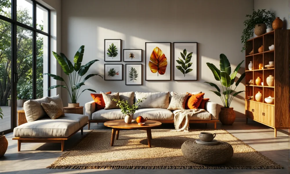 Regał drewniany dąb z otwartymi półkami na dekoracje