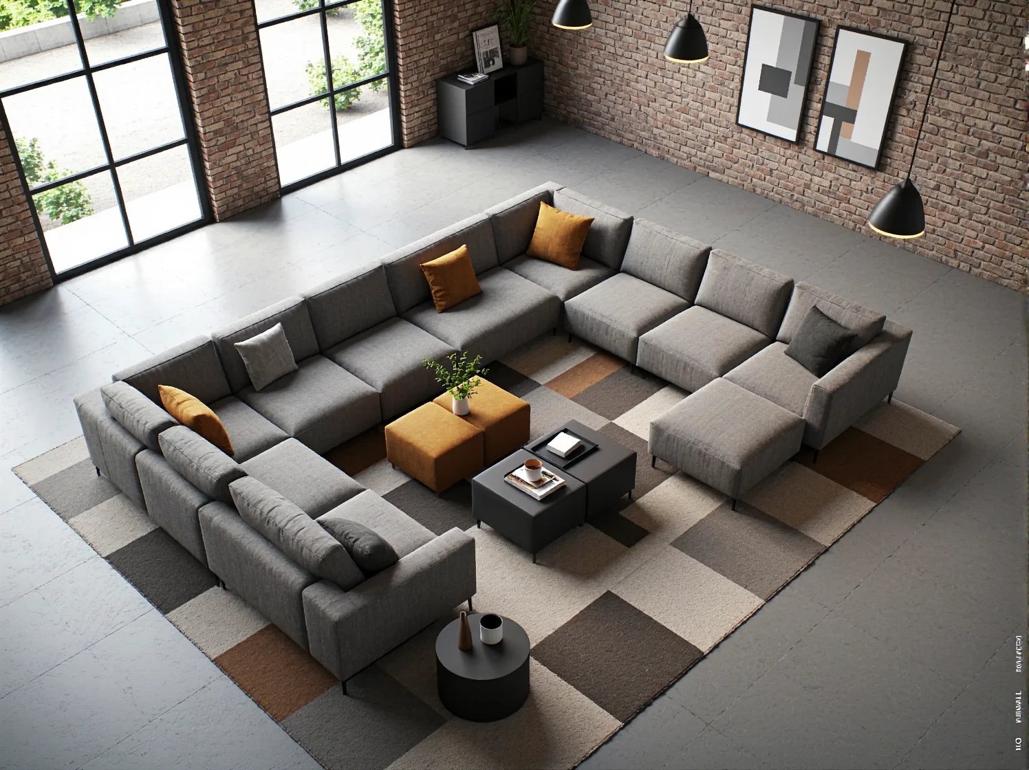 Miękkie sofy modułowe do kawiarni zapewniające komfort i elastyczność przestrzeni.