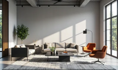 Zestaw wypoczynkowy beżowy z fotelami obrotowymi w kolorze terakoty