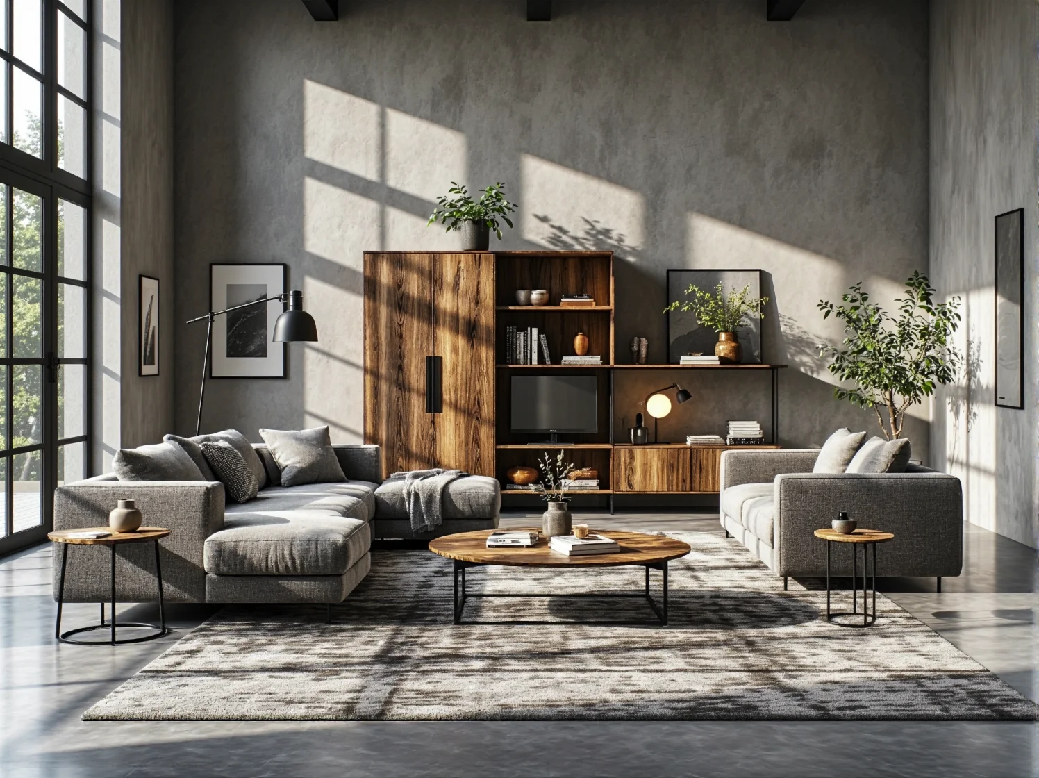 Industrialne krzesło z drewna z recyklingu i czarnego metalu, przykład zrównoważonego designu.