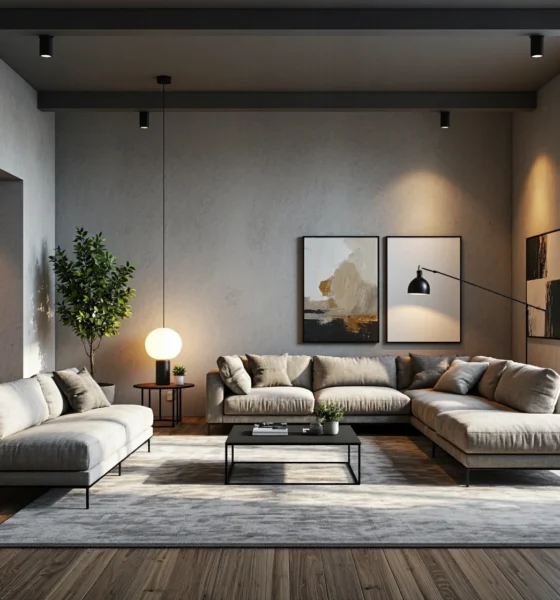 Nowoczesny zestaw wypoczynkowy szary na metalowych nóżkach