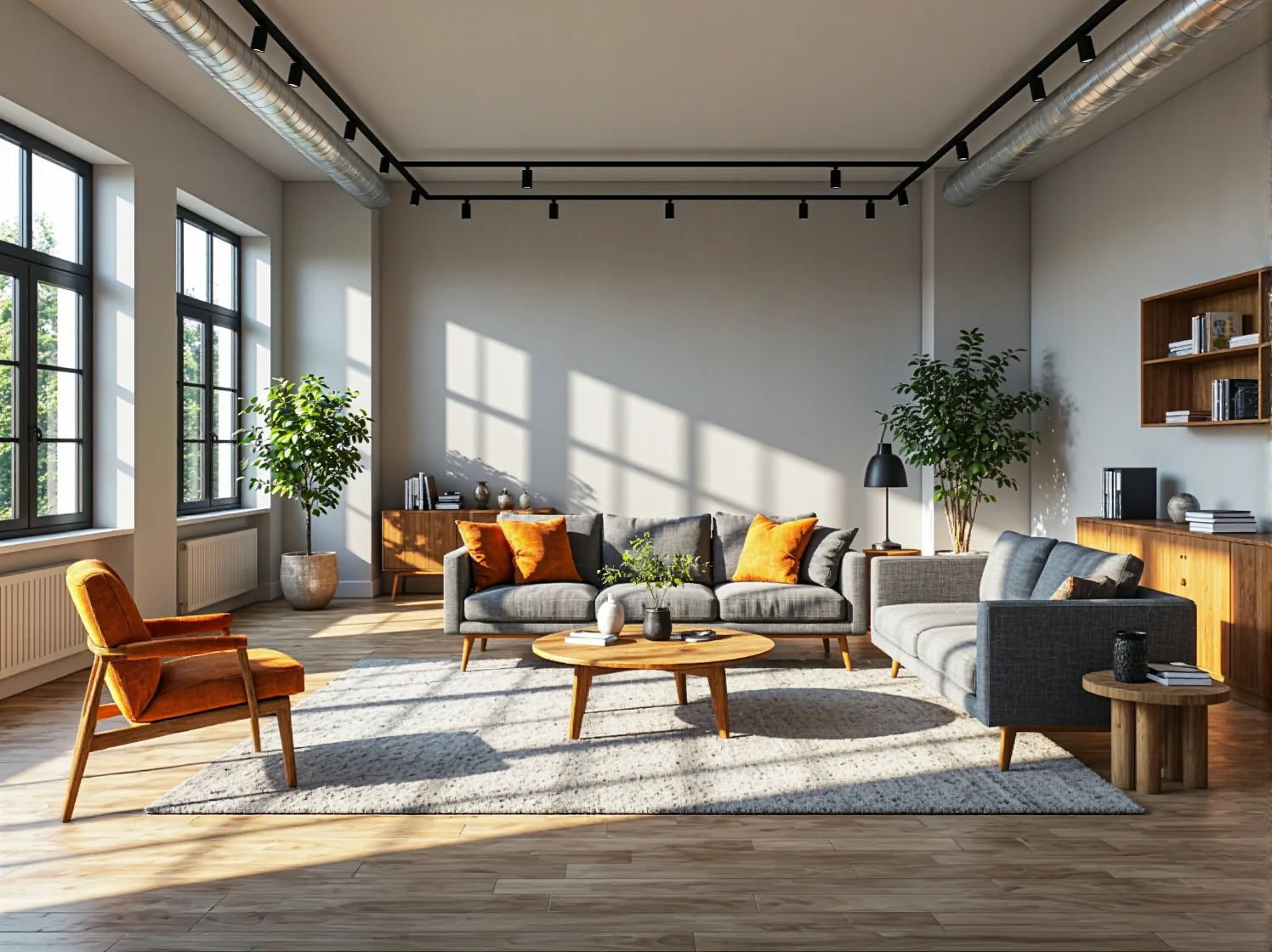 Wygodna strefa relaksu w coworkingu glamour, gdzie luksusowe sofy i oświetlenie tworzą wyjątkowy klimat.