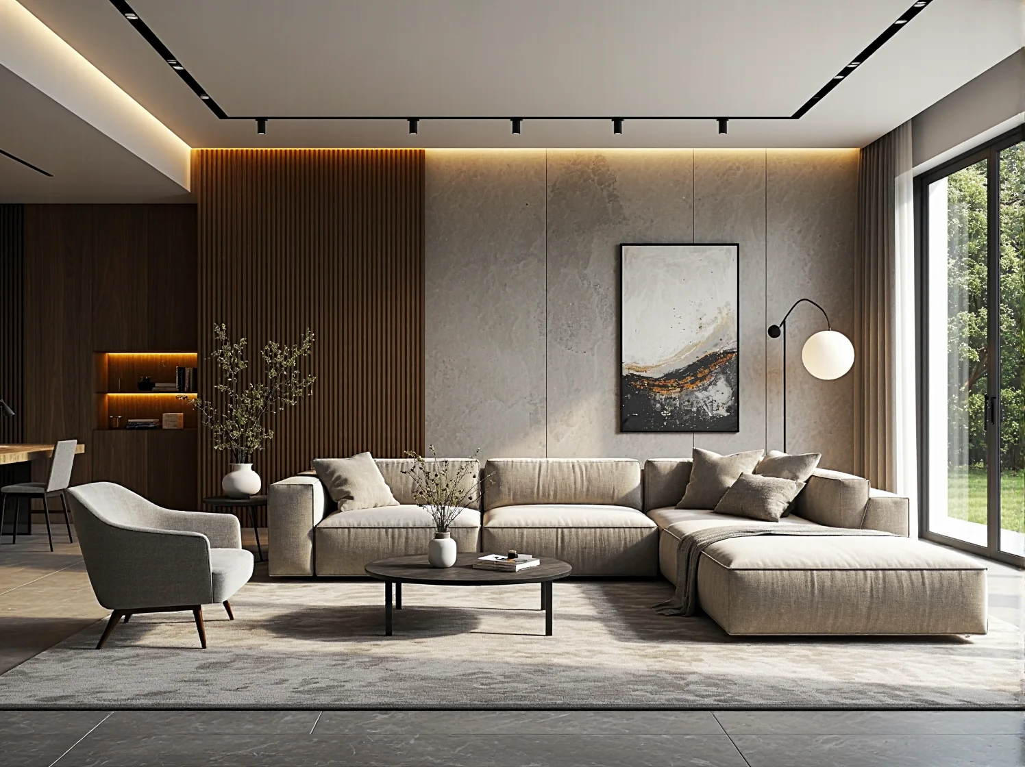 Luksusowy fotel glamour z pikowanym oparciem obok stolika kawowego, aranżacja kącika do wypoczynku w domu.