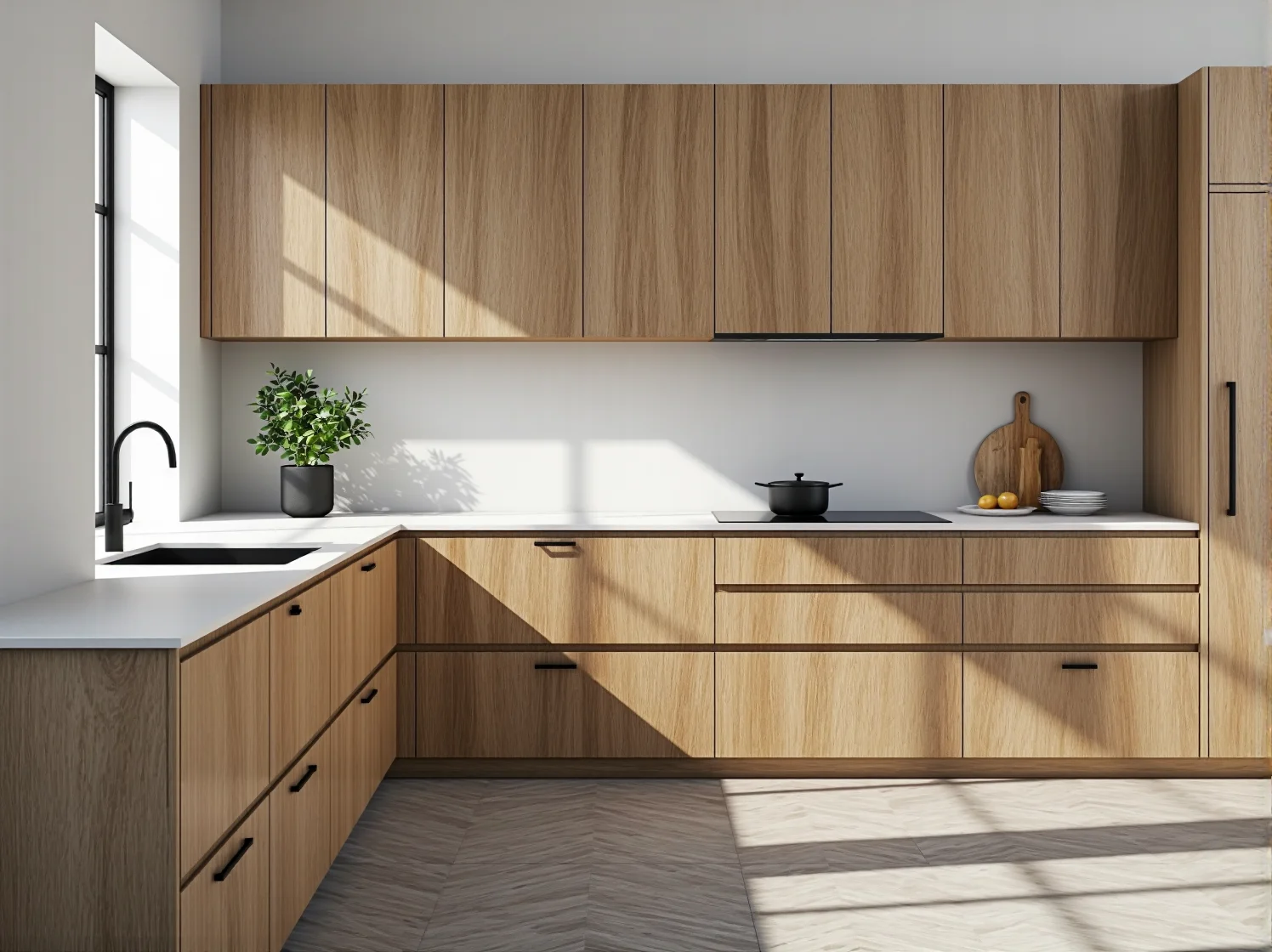 Jasna sofa o prostym designie na tle białej ściany, kluczowy element minimalistycznego wystroju.