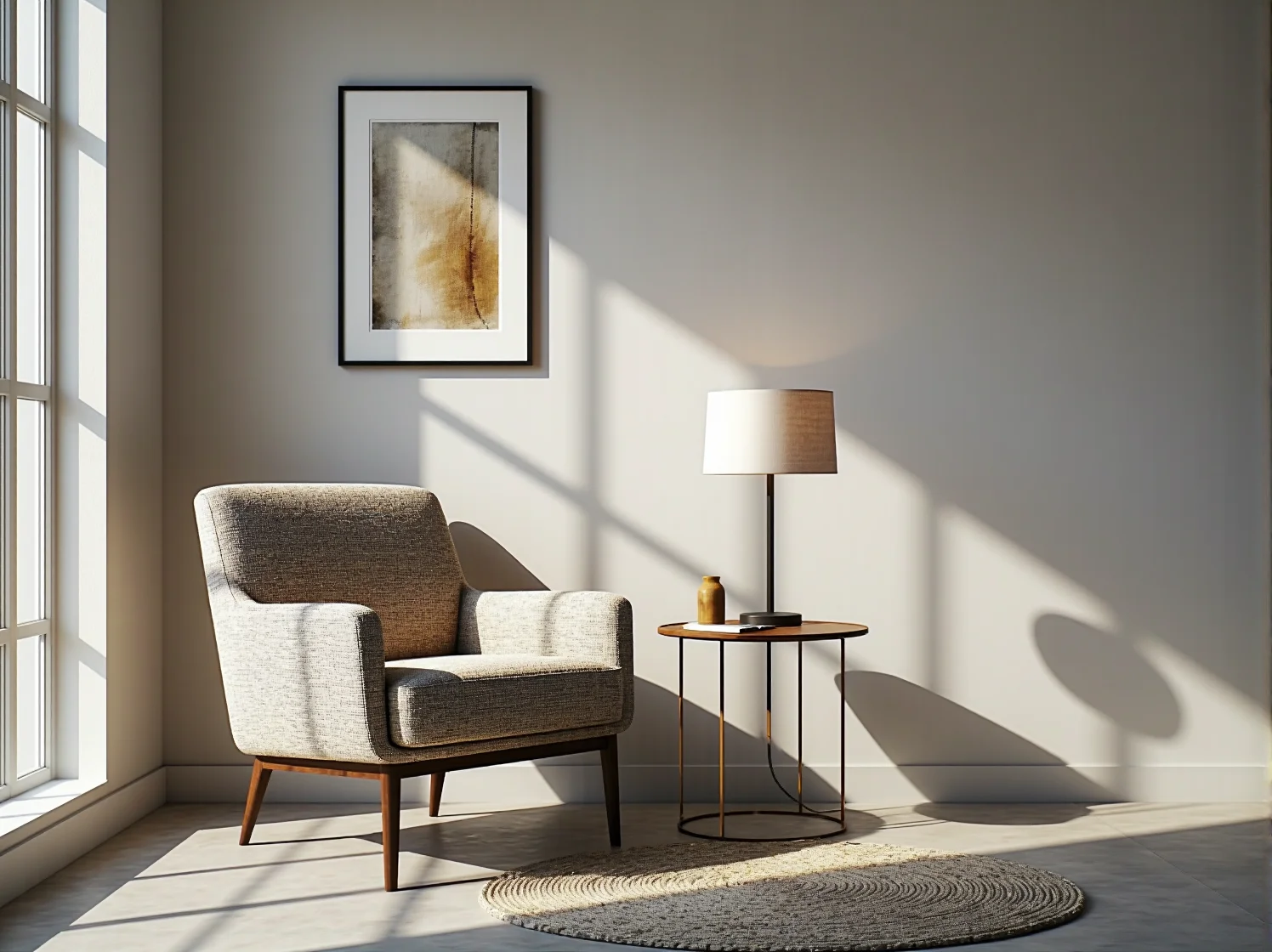 Eleganckie i wygodne krzesła tapicerowane w stylu minimalistycznym z metalowymi nóżkami w nowoczesnym domu.