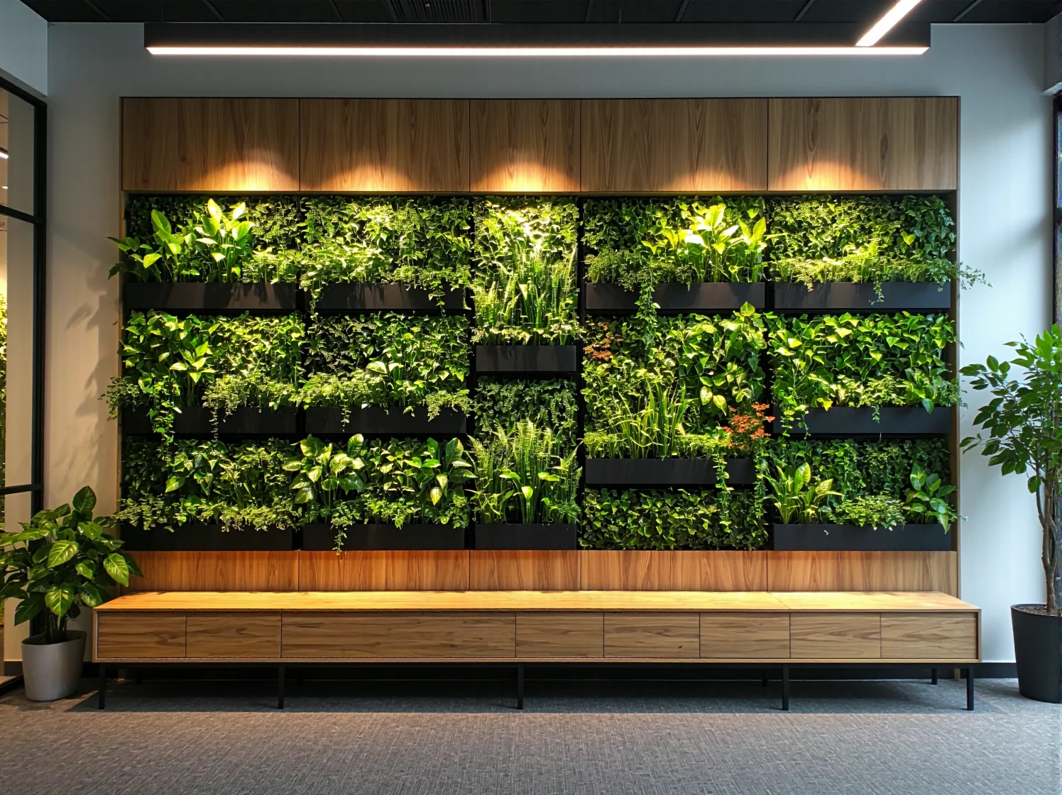 Ergonomiczne stanowisko pracy w ekologicznym biurze z dostępem do światła dziennego.