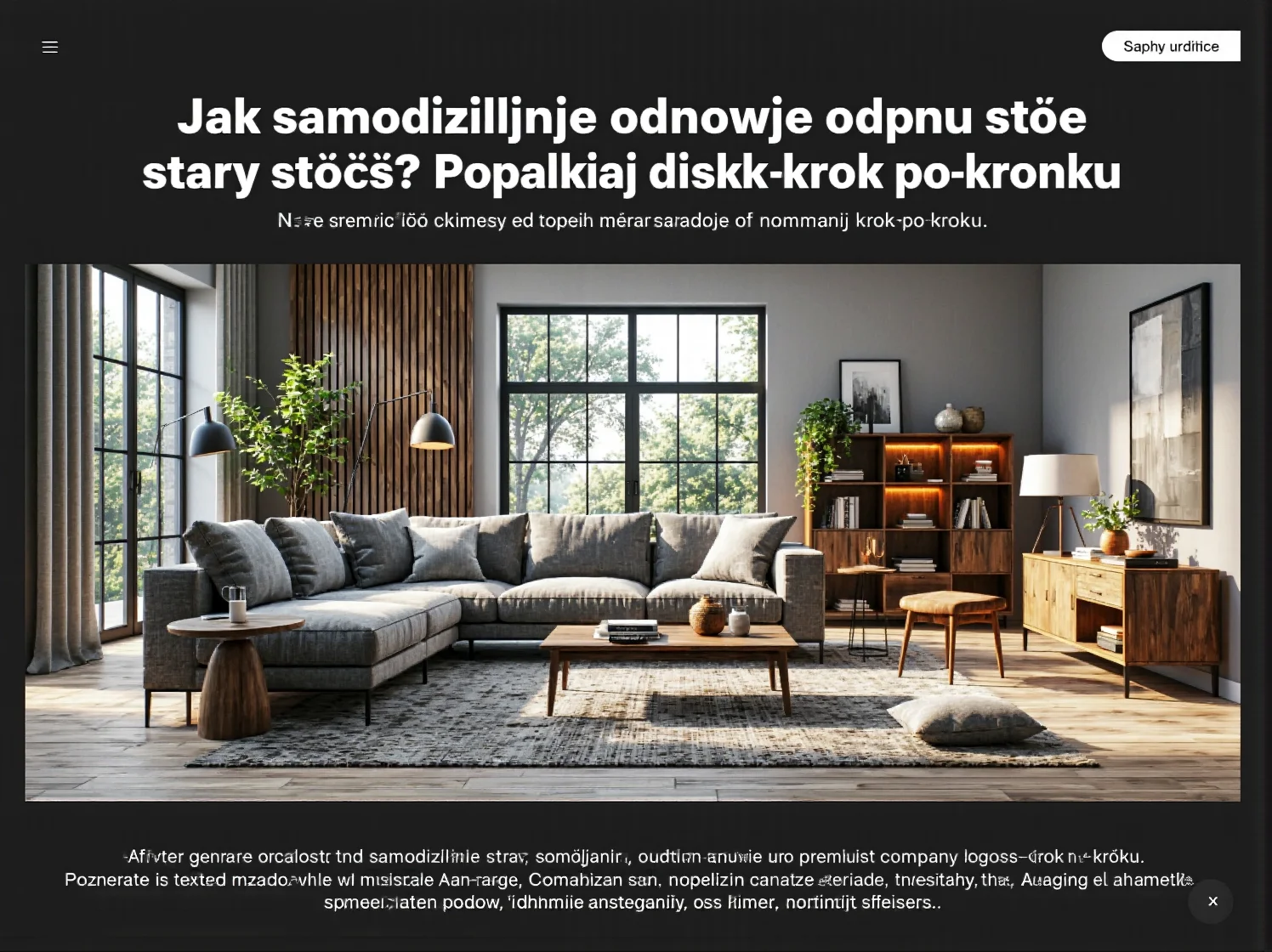 Detal wykończenia odnowionego stołu. Gładka, pomalowana powierzchnia drewnianego blatu z bliska.