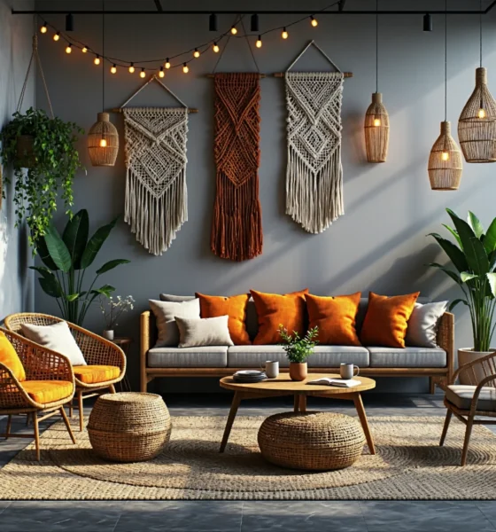 Rattanowy fotel wypoczynkowy w naturalnym kolorze z poduszkami