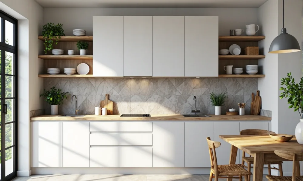 Minimalistyczna szara sofa narożna z niskimi oparciami