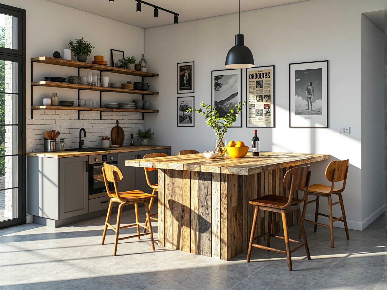 Kolorowy stół barowy z przetworzonego plastiku, dowód na to, że design i ekologia mogą iść w parze.