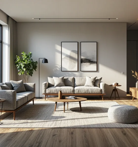 Niska szafka RTV dąb naturalny z drewnianymi nóżkami